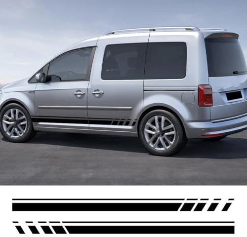 WuYyyyy Auto Seitenschweller Aufkleber für VW Caddy MK2 MK3 MK4 AutotüR Seite Vinyl Sticker Auto Dekoration Styling Accessories.,A-Black