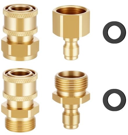 Zocipro 4Pcs Pressure Washer Adapter Set, M22-14mm to 1/4 Quick Connect Fitting Couplers, Pressure Washer Hose Fittings, Fast Connect & Disconnect for Power Washer Hose Pump 5000 PSI