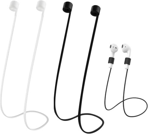 RFUNGUANGO 2 x kompatibles AirPods Anti-Verlust-Seil [zuverlässig] Geeignet für Sport, AirPods-Zubehör – AirPods-Gurt aus weichem Silikon, kompatibel mit AirPods 1, 2, 3, 4 AirPods Pro 1, 2
