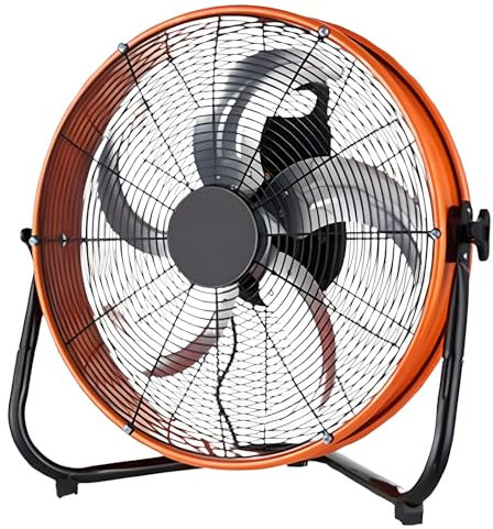 Ventilador de Tambor Industrial, Ventilador de Piso de Alta Velocidad con 4 velocidades, inclinación Ajustable de 130 °, circulador de Aire de Metal Pesado para almacén, Taller, fábrica 18inch