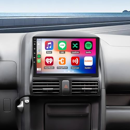 2+64G Android 13 Car Stereo for Honda CRV 2001-2006 with CarPlay Wireless Android Auto Mirror Link 9 inch Touchscreen Car Radio with GPS Sat Nav WiFi Bluetooth FM/RDS SWC + AHD Backup Camera