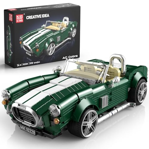 Mould King 10228 AC Cobra Building Bricks Kit, 1198 Piece Retro Classic Convertible Roadster Model, Collectible Vintage Sports Car Construction Set Gift for Adults & Teens 14+