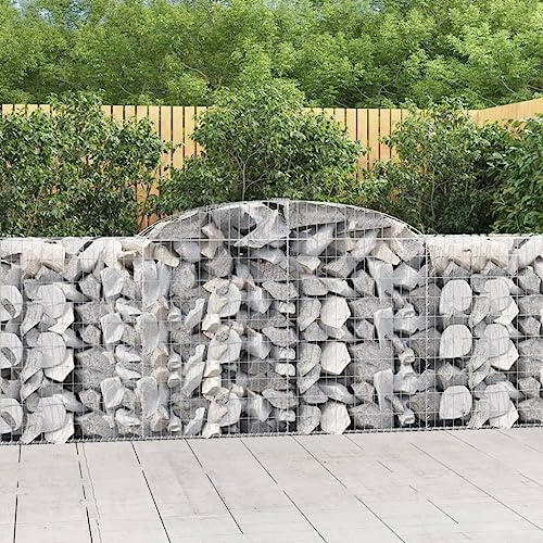 HaoChrymec Gabionen mit Hochbogen aus Verzinktem Eisen, 17 STK., Gabionenkörbe für Gartenzaun, 300x50x100/120 cm, Gabione mit Hochbogen, Gabionengitter, Gabionen Hochbeet