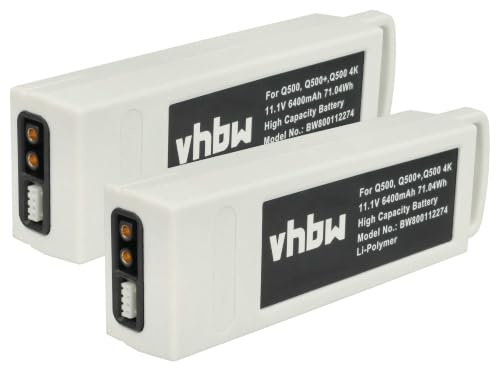 vhbw 2x Battery compatible with Yuneec Q500, Q500 4K, Q500+, Q500+ Pro, Q500+ Typhoon Drone Multicopter Quadrocopter (6400 mAh, 11.1 V, Li-polymer)