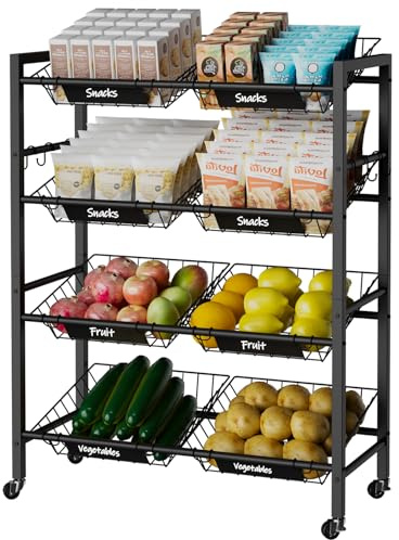 IBUYKE Carrello da Cucina in Metallo con 8 Cestelli,Nero TLJ025B