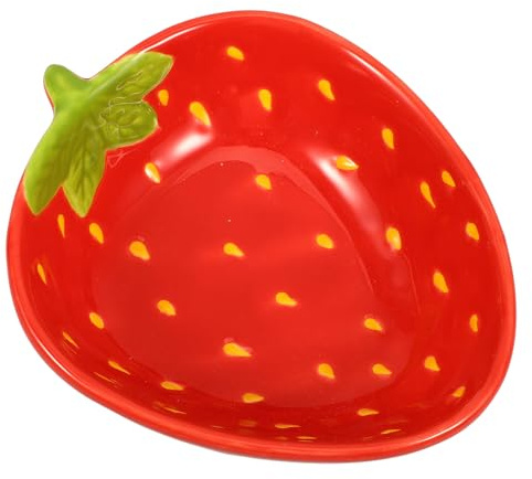 Angoily Keramik Obstschale Erdbeer Design Wiederverwendbare Salatschüssel mit Großem Fassungsvermögen für Haushalt und Party Bunte Dessert und Suppenschale