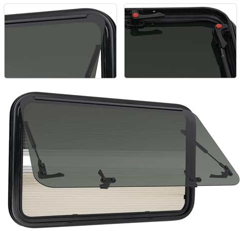Owneed Finestra di esposizione, camper con zanzariera e finestra di esposizione, per roulotte e camper (80 x 50 cm)