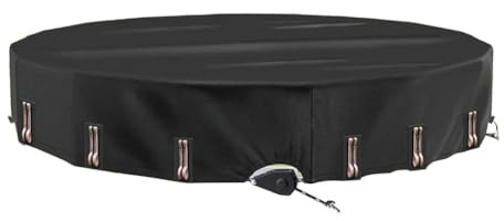 Bâche solaire ronde pour piscine hors sol, système de serrage rapide à cliquet breveté et tissu Oxford résistant à la déchirure de 150 kg, diamètre de 3 à 5 m (noir, 2 pièces)