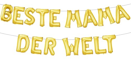 Muttertag Deko Folienballons, Happy Mother's Day Ballon, 16 Zoll Beste Mama | Der Welt Girlande Ballon, Goldene Buchstaben Luftballons Banner, Muttertagsgeschenke für Mama Geburtstag Deko