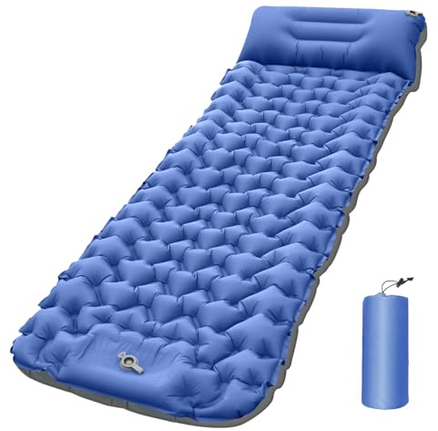 Camping Mat Inflatable Mattress, Xndryan Sleeping Mat Self Inflating Camping Mattress Camping Airbed Single Air Mattress forCamping Hiking Travel, Built-in Foot Pump