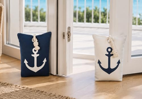 KAMACA 2er Set Türstopper Maritim mit Anker, Sandfüllung, 18 cm Türhalter