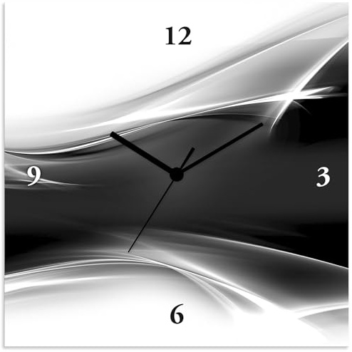 ARTLAND Wanduhr ohne Tickgeräusche Alu Funkuhr 30x30 cm Quadratisch Lautlos Design Abstrakt Kunst Modern Ausgefallen Kreativ T9EW
