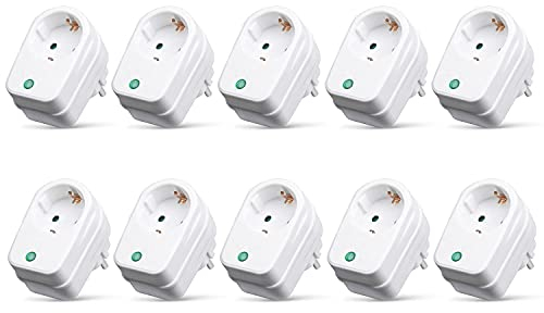 PerfectHD Steckdosenadapter mit Überspannungsschutz - Zwischenstecker - Blitzschutz - 10er-Set - weiß - 2 Varianten