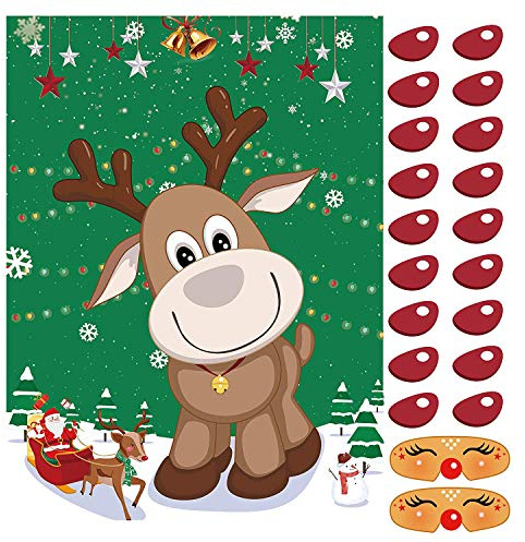 VEYLIN Pin the Nose on the Rentier Christmas Family Fun Game Party