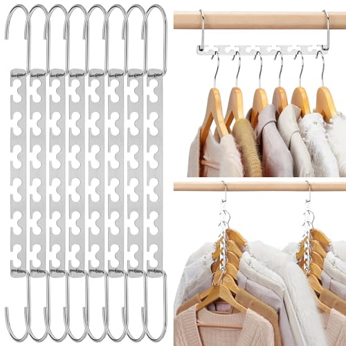 HOUSE DAY Kleiderbügel Platzsparend 12 Stück, Metall, 26 cm | Kleiderschrank Organizer, Platzsparende Kleiderbügel aus Metall, rutschfest, stabil für schwere Kleidung