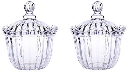 Ulalaza 2 pots de bonbons en verre avec couvercle bol de bonbons décoratif recouvert de cristal, bocal de rangement