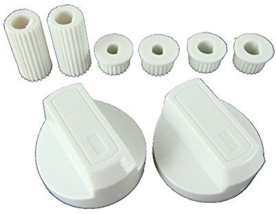 Ufixt Universal Control Knobs | 2 Pack White Replacement Dials | Includes Multi-Fit Adaptors | compatible with Toasters Camping Stoves and Hobs