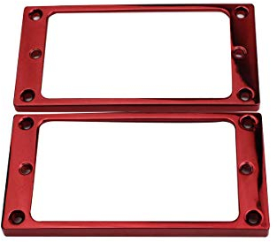 Guyker Flat Metal Humbucker Pickup Mounting Ring Set - Bridge Neck Pickups Cover Frame Replacement Part for Electric Guitar or Precision Bass(2PCS, Rose Red)
