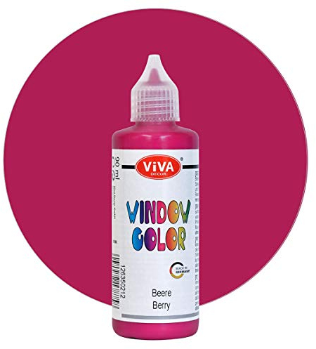 Viva Decor Window Color (Beere, 90 ml) Fenstermalfarben für wieder abziehbare Bilder und Sticker für Deko, Spiegel, Fliesen, Vasen und Fenster - Made in Germany