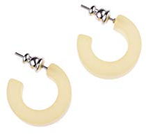 Adi Modeschmuck Creole 'Gitta', leichter Ohrstecker aus echtem Polaris und einem Stift aus Chirurgenstahl (Beige)