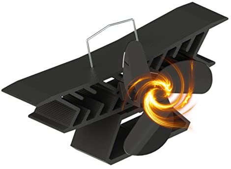 Ventilateur Cheminee en Forme de Avion, Ventilateur Poele à 3 Lames pour Cheminée, Départ Rapide Circulation d'air Chaud Ultra Silencieuse, Extracteur Air Chaud