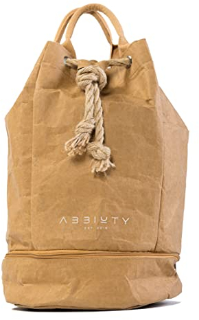 Abbiuty – Rucksack Papventure aus veganem & recyceltem Kraftpapier – reiß- und wasserfester Papierrucksack inklusive großem Innenfach mit zwei Einschubtaschen (40cm x 28cm)
