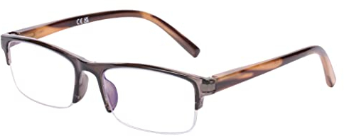 DOOViC Blaulichtfilter Computer Lesebrille für Herren/Damen 1.75 - Grau Rechteckig Halbrahmen Lesehilfe mit Sehstärke