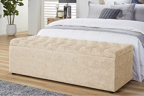 Chesterfield Ottoman storage Box - Naples Velvet Storage ottoman with Matching Fabric Buttons - Ottoman Footstool with Storage - Chester Upholstered Coffee Table- End of Bed Storage Bench