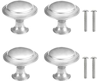 Yesmin 4 Piece Cabinet Door Knobs,Cupboard Drawer Door Knob for Kitchen Furniture Cabinet Knob with Screws-Silver(Large)