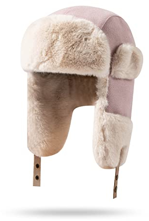 CLAPE Warme Fliegermütze mit Kunstpelz Ohrenklappen Winddichte Trapper Bomber Mütze Winter Mütze Herren Damen Klassisch Russische Mütze