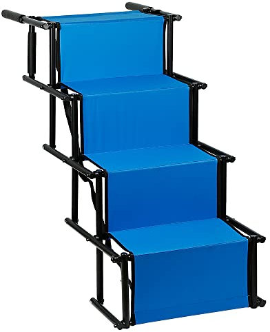 Rampe pour Chien Portable pour Voiture, Convient pour Les Chiens de Grande et Petite Taille. L'échelle Pliable de Voiture est Pratique et Rapide, Peut Supporter Un Poids de 60 kg (E-Bleu)