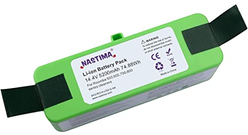 NASTIMA Upgrade 14,4V 5200mAh Li-Ion Batteria Compatibile con iRobot Roomba 600 700 800 900 Serie 614 615 675 680 690 694 760 780 790 805 880 890 895 960 980 985