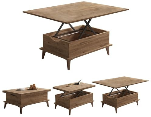 BERA DESIGN Extendable Dining Table 6-8 Seater, Lift Top Coffee Table, Extendable & Foldable Coffee Table Converts to Dining Table