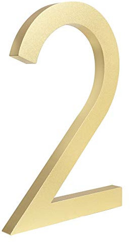 HASWARE Numero civico galleggiante 4 pollici (10 cm) Elegante porta numeri targa alfabeto Numeri indirizzo di casa (piccolo 2, Oro)