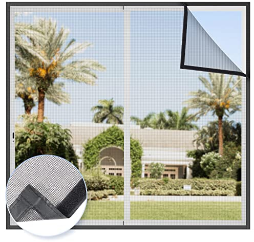 custmkey Insektenschutz Fliegengitter für Fenster 50x90cm,aus hochwertigem Glasfaser,Fliegengitter Fenster ohne Bohren mit Klettband,Kinderleichte Montage,Schwarz