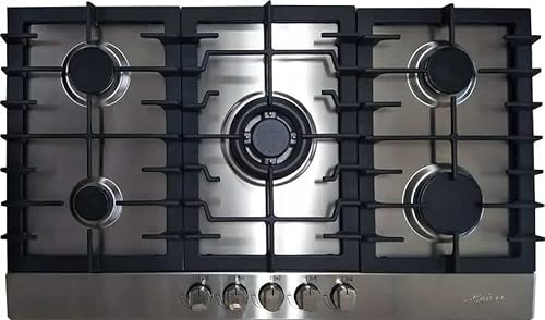 Kaiser KG 9356 Turbo - Placa de cocción de gas (acero inoxidable, 86 cm, 5 quemadores, 3,8 kW, WOK)