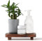 FLYIEE Elevadores de madera para exhibición decorativa, decoración de fregadero de baño, bandeja de jabón para platos, bandeja de madera para encimera de cocina, soporte de jabón de madera pequeño