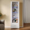 SUNXURY Vitrine Wohnzimmervitrine Vitrinenschrank Standvitrine Stauraumvitrine Glasvitrine Weiß Wohnzimmerschran 550 x 350 x 1720 mm mit Blauer LED Beleuchtung