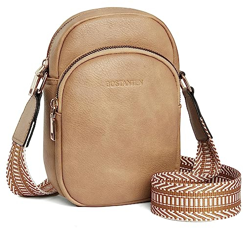 BOSTANTEN Handy Umhängetasche Damen, Handytasche zum Umhängen Leder, Handytasche mit Geldbörse zum Umhängen, Handtasche damen umhängetasche Braun