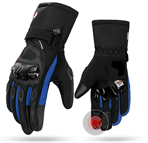 KEMIMOTO Winter Motorradhandschuhe, geprüfte Motorradhandschuhe,Motorrad Handschuhe Winter, Touchscreen Handschuhe, Wasserdicht, für Motorradfahren, Skifahren, Roller