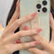 24PCS Long False Nails with Glue Stickers,Coffin Full Cover Acrylic and Press on Nails no Glue, Pink Rouge French Fake Nails Stick for Women and Girls Nail Art