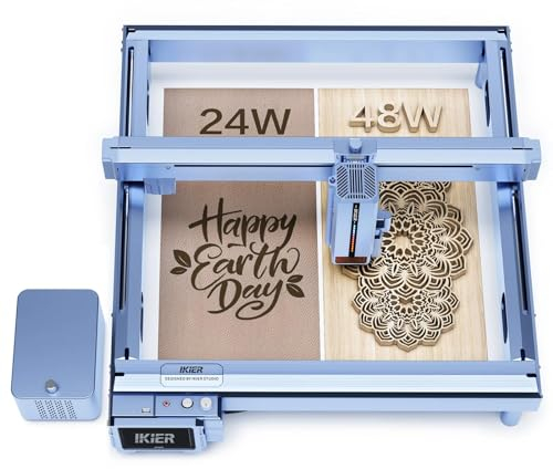 IKIER K1 Pro Max Laser Graviermaschine und Laserschneid mit Leistungsschaltung 24W/48W Lasergravierer 54000mm/min Lasergravur Maschine 410 * 410mm