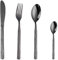 CAOPAOTI Ensemble de Couverts de table noir 6 personnes, Set de Couvert acier inoxydable avec Cuillère, Couteau, Fourchette, Ménagères 24 pièces, Lave-vaisselle, Design unique