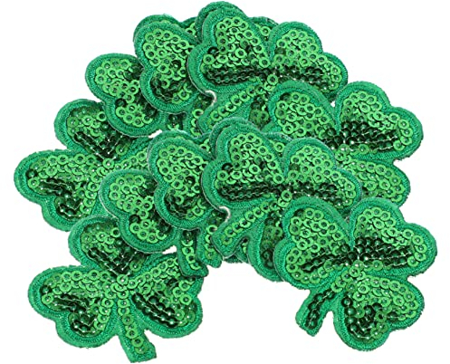 EXCEART Klee Patch 20 StüCk St. Patrick'S Day Kleeblatt Patches Glitzernde Pailletten AufnäHer FüR Kleidung Diy Dekoration
