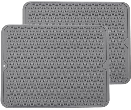 LogHog Large Wavy Silicone Hot Pads Trivet Mats Set of 2, Rubber Pot Holders Dish Drying Mat, Table Place Mat, Tableware Draining Mat, Non Slip and Heat Insulation Pads 15.7”x 11.8”