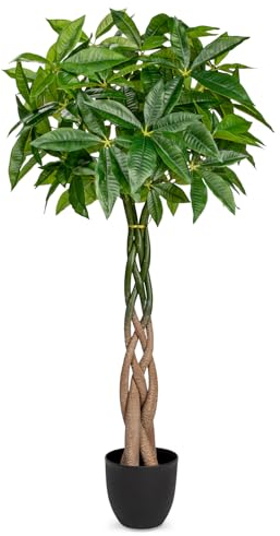Briful 4FT Tall Artificial Plants Indoor Pachira Aquatica Large Fake Plants Lucky Chestnut Bonsai Like Real Indoor Plant, Artificial Money Tree Decorative Plant for Office Living Room Home Decor