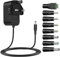 Tonton Power Supply Adapter 12V 3A 1.8M(6ft) AC/DC Adapter Cord 36 W, Power Plug DC 5.5x2.1mm Male with 8 Tips for LED Strip Light, CCTV Camera, BT Speaker, GPS, Webcam, Router, UL/CE/FCC Certified