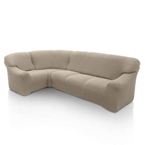 SOFASKINS super elastischer ecksofa überzug, waschbar, hochwertig, atmungsaktiv, bequem und langlebig, Sofa überzug, Einfach anzubringen, Maße (340-540 cm), Farbe Beig