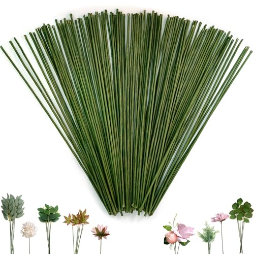 100 Pezzi Steli per Fiori, 25cm Gambo Floreale Filo, Stelo Filo Floreale, Filo per Composizioni Floreali, Filo Per Fiori di Colore Verde, Fili a Stelo Floreale, Per Bouquet Fai Da Te