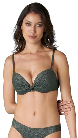 Lovable Bikini Reggiseno con Ferretto Push-up Plain Lurex Donna, Verde Fango, 70B